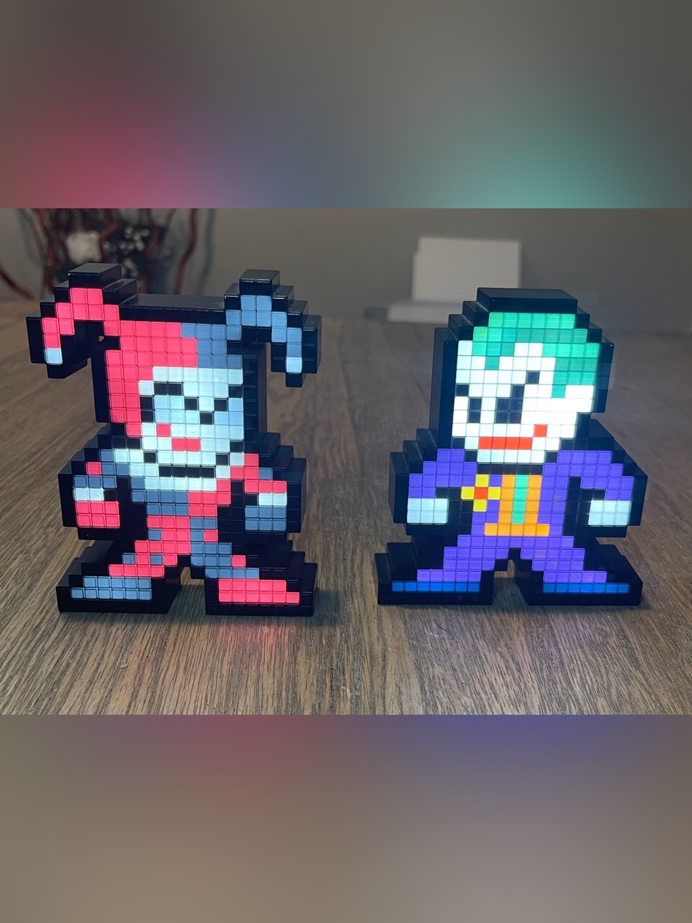Pixel ‘Harley Quinn and The Joker’ Red & Purple LED Figures